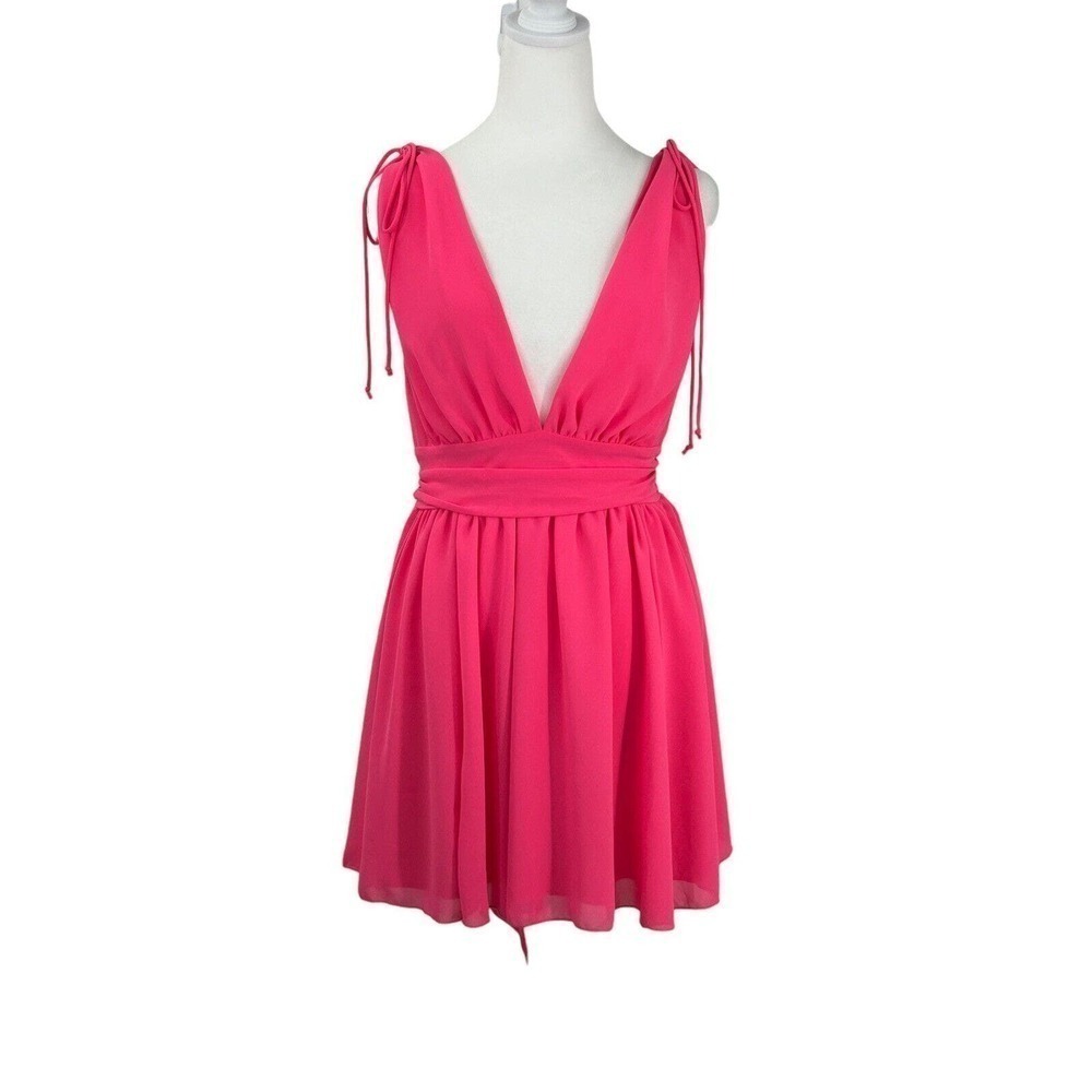 Lucy in the Sky Dress Ysabel Chiffon Dress in Hot Pink- M